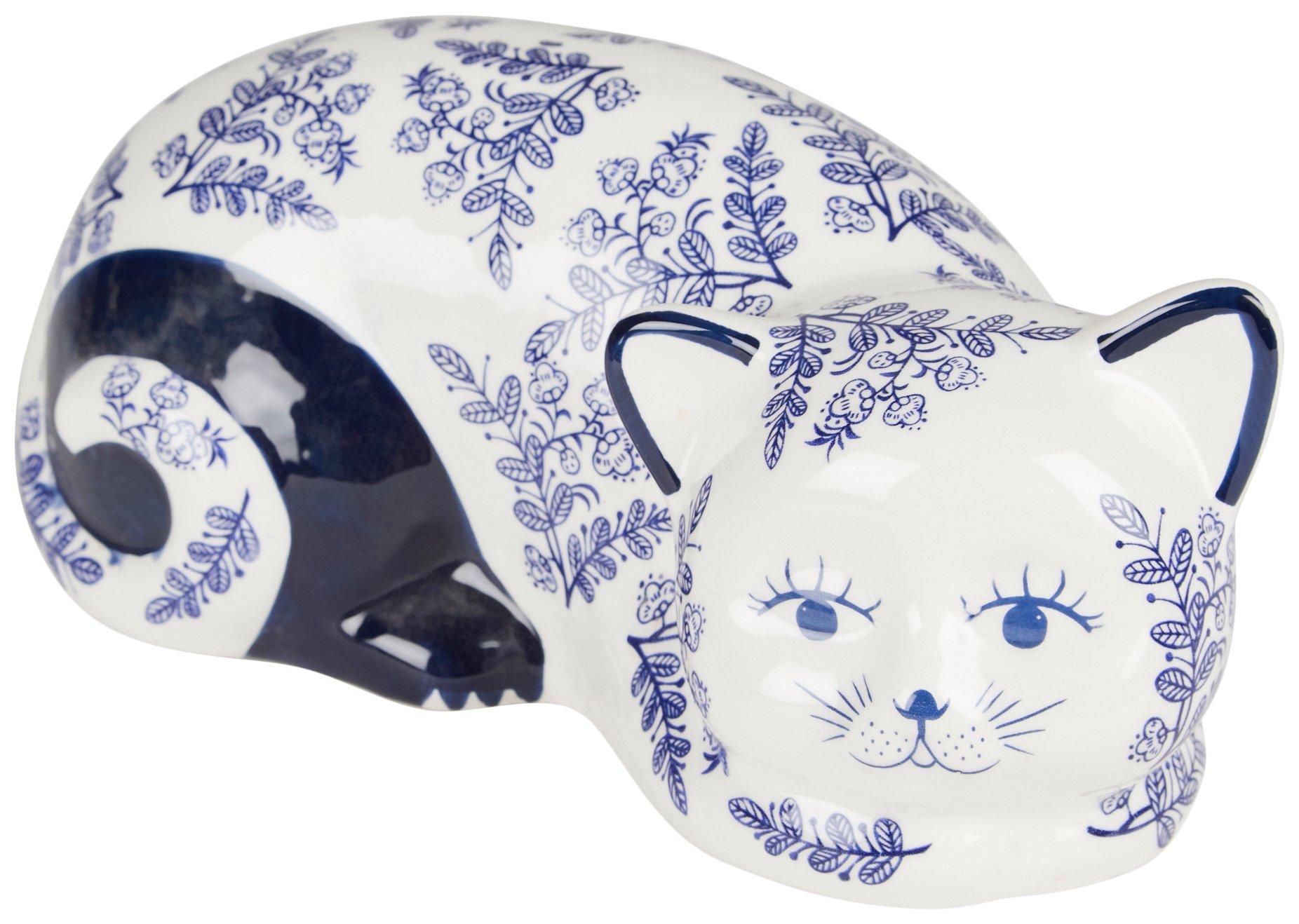 Sagebrook Home 9 in Ceramic Chinoiserie Cat Figurine