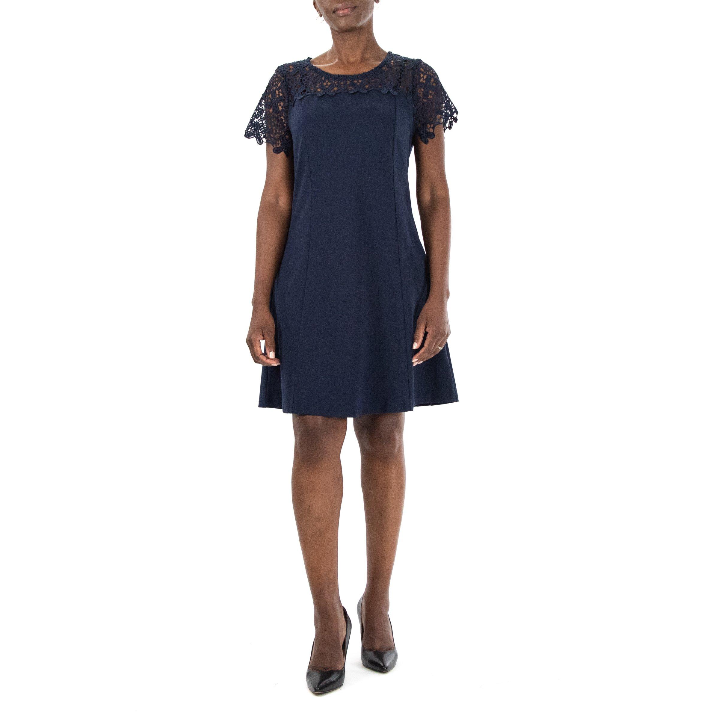 Nina Leonard Womens Cap Sleeve Lace Sleeve Dress