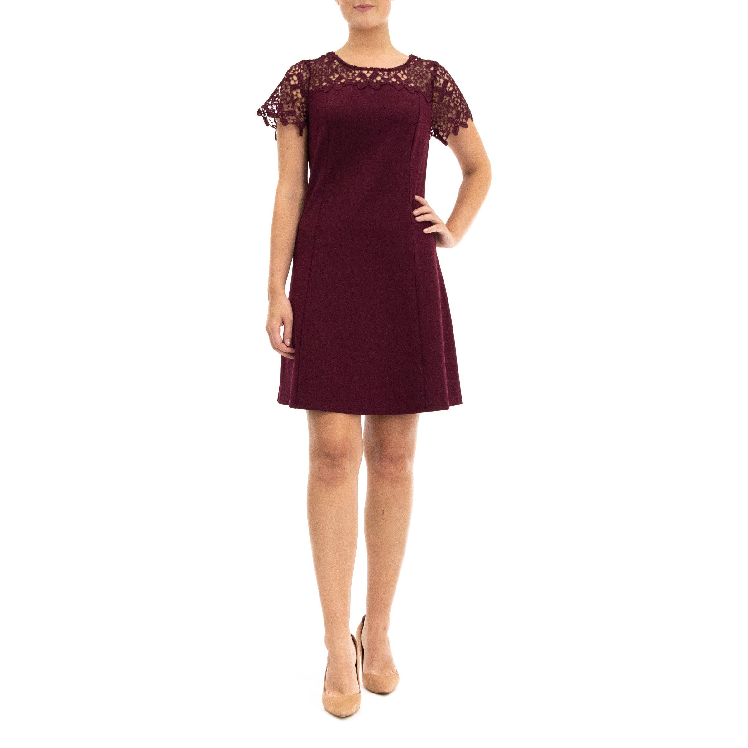 Nina Leonard Womens Cap Sleeve Lace Sleeve Dress