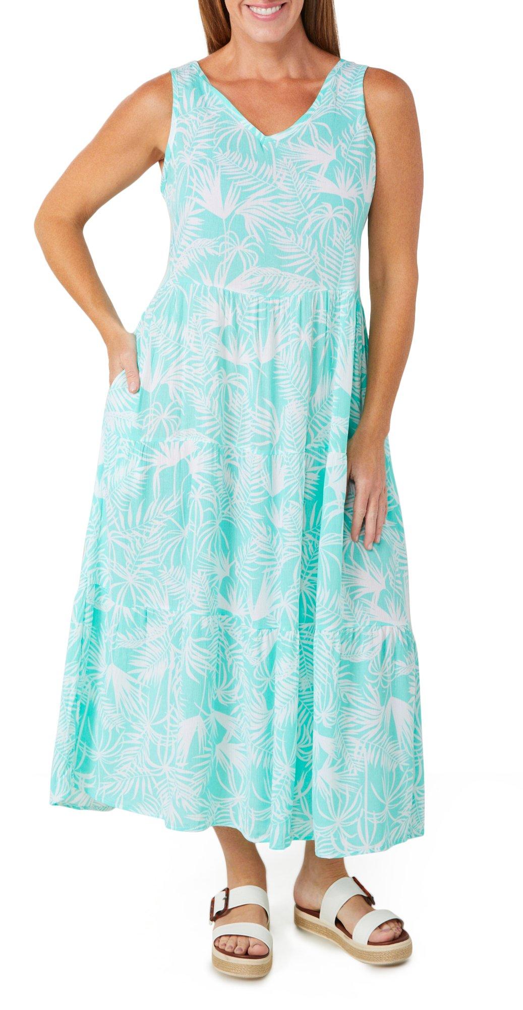 Water Lily Womens Sleeveless Floral Midi Dress