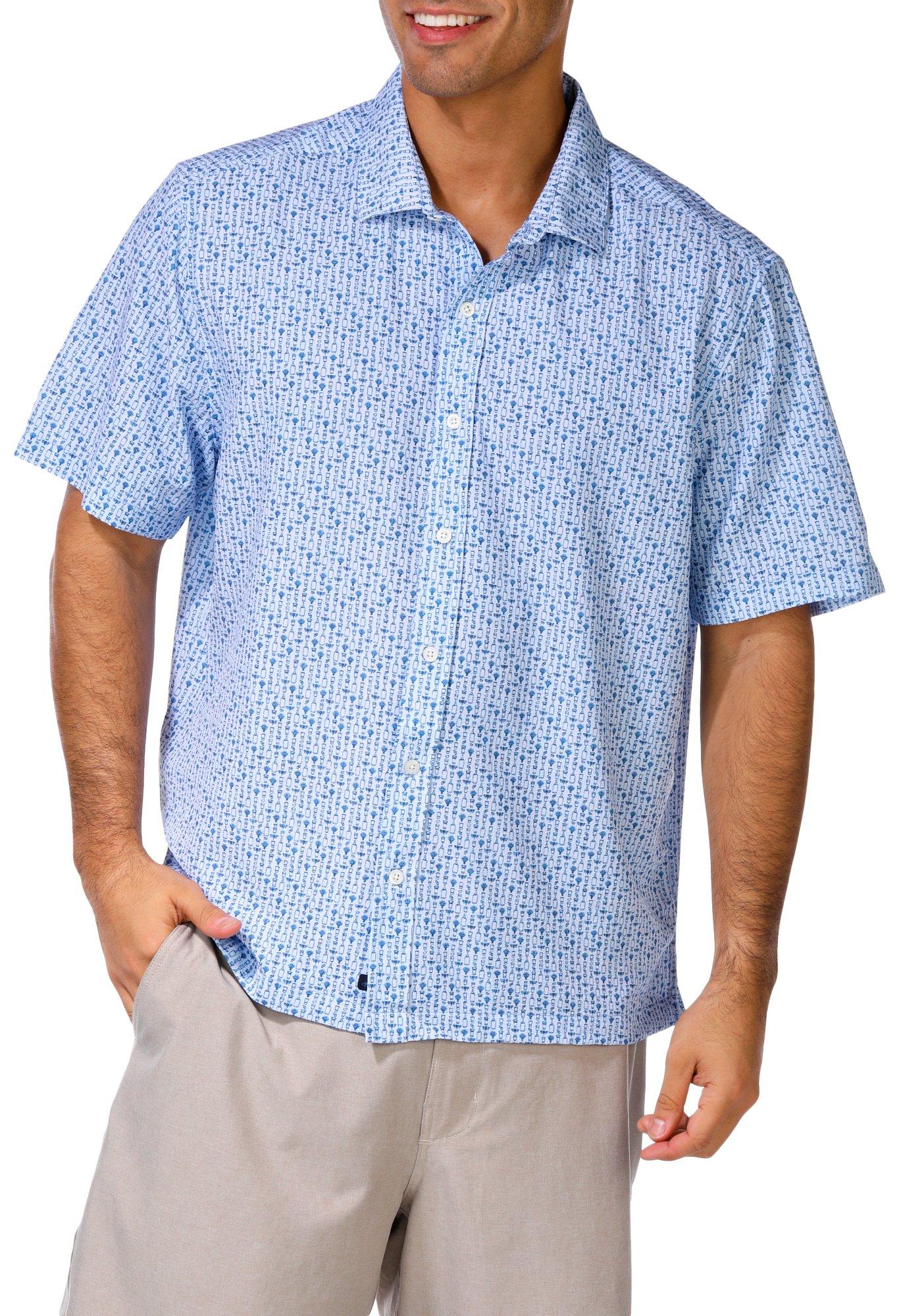 Greg Norman Mens Short Sleeve Woven Button Down Shirt