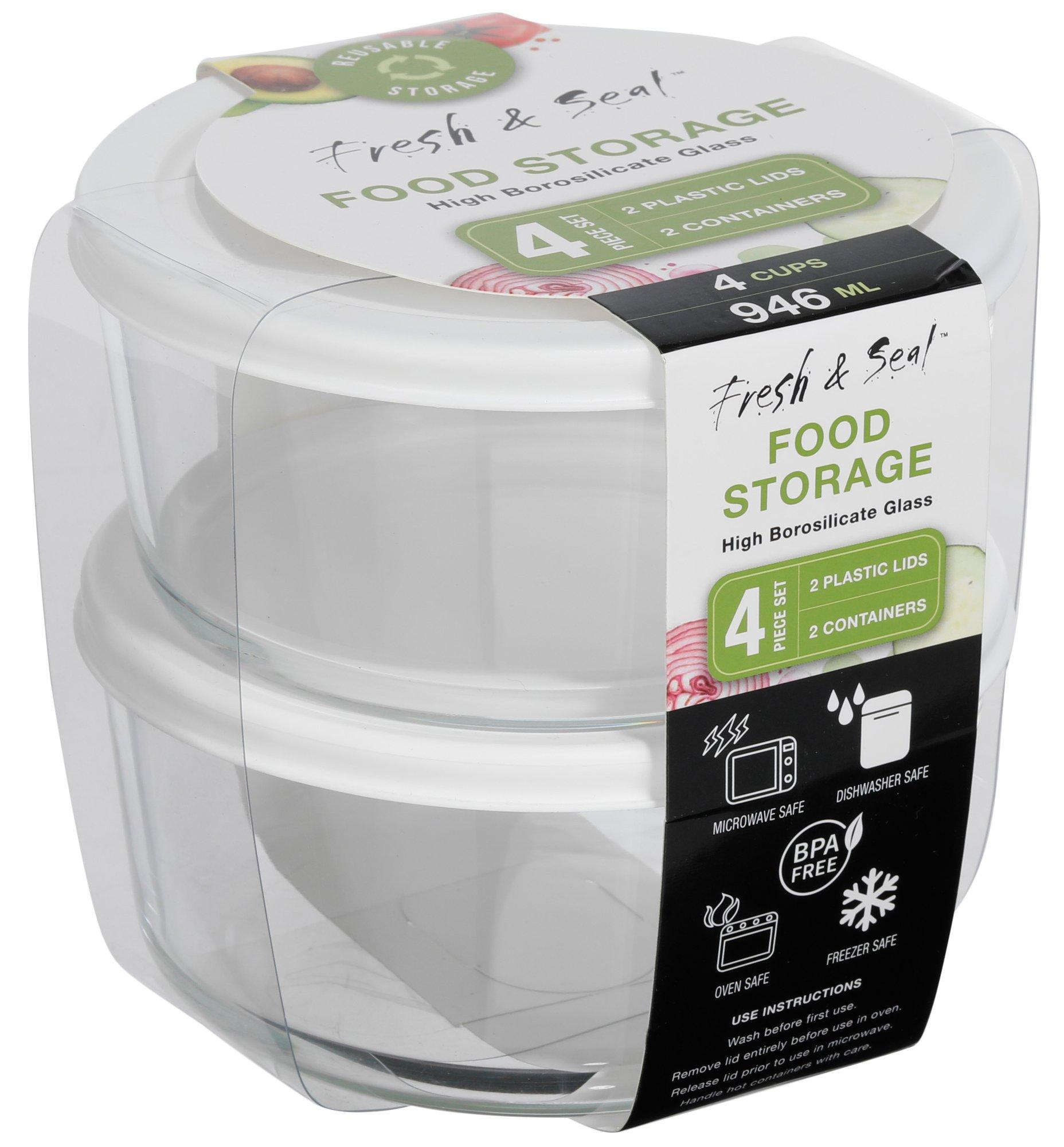 Home Essentials 2 Pk Glass Food Container Set