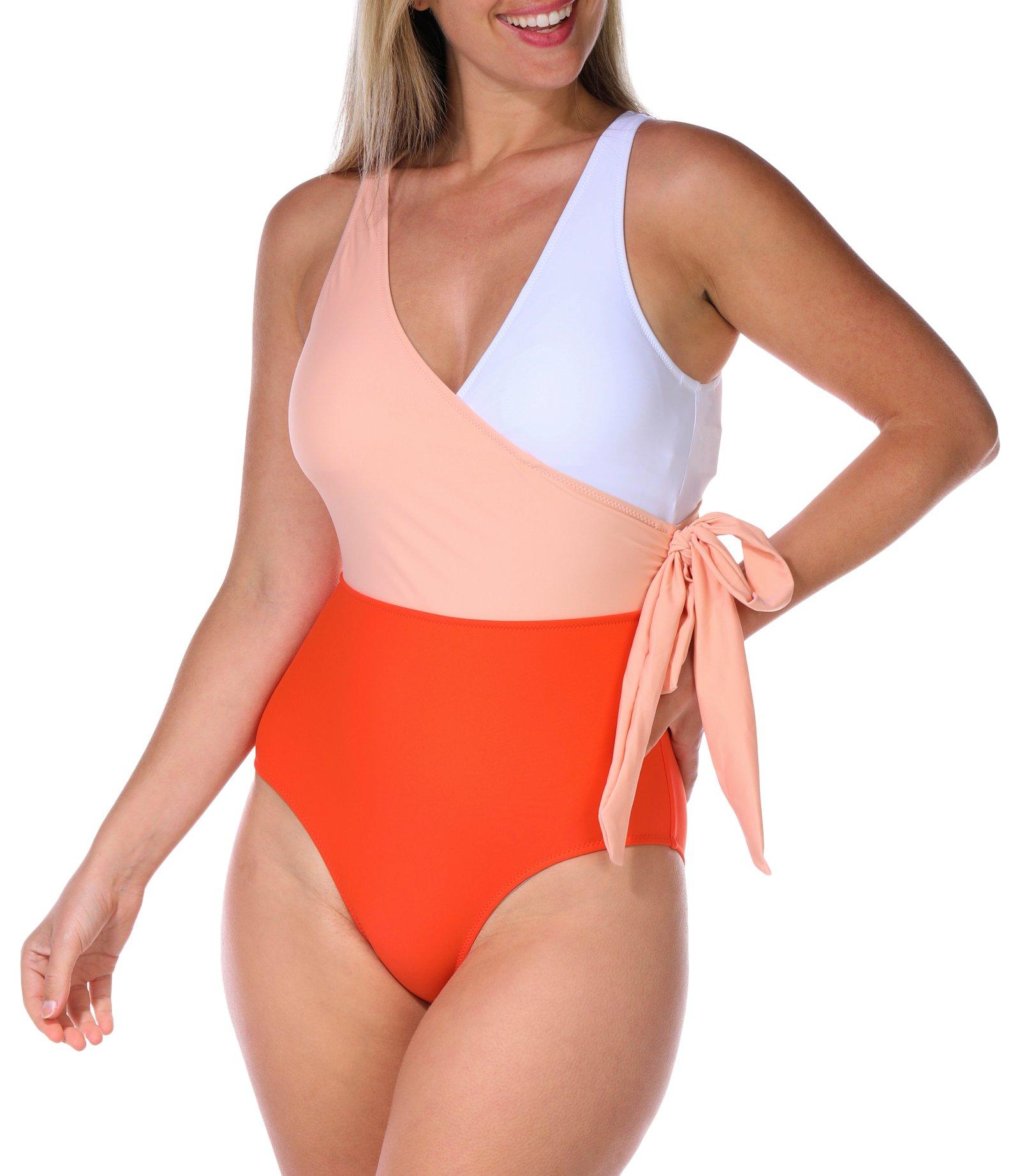 CUPSHE Womens Colorblock Wrap Style One Piece Swimsuit