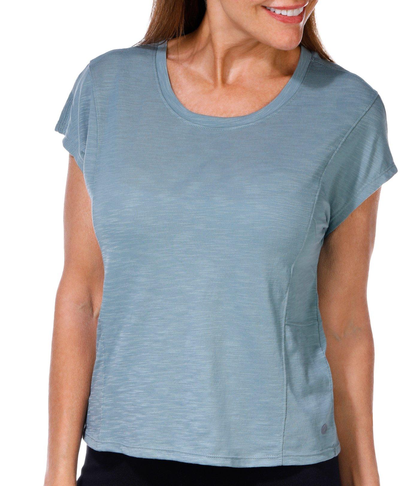 Apana Active Womens Solid Active Short Sleeve Top
