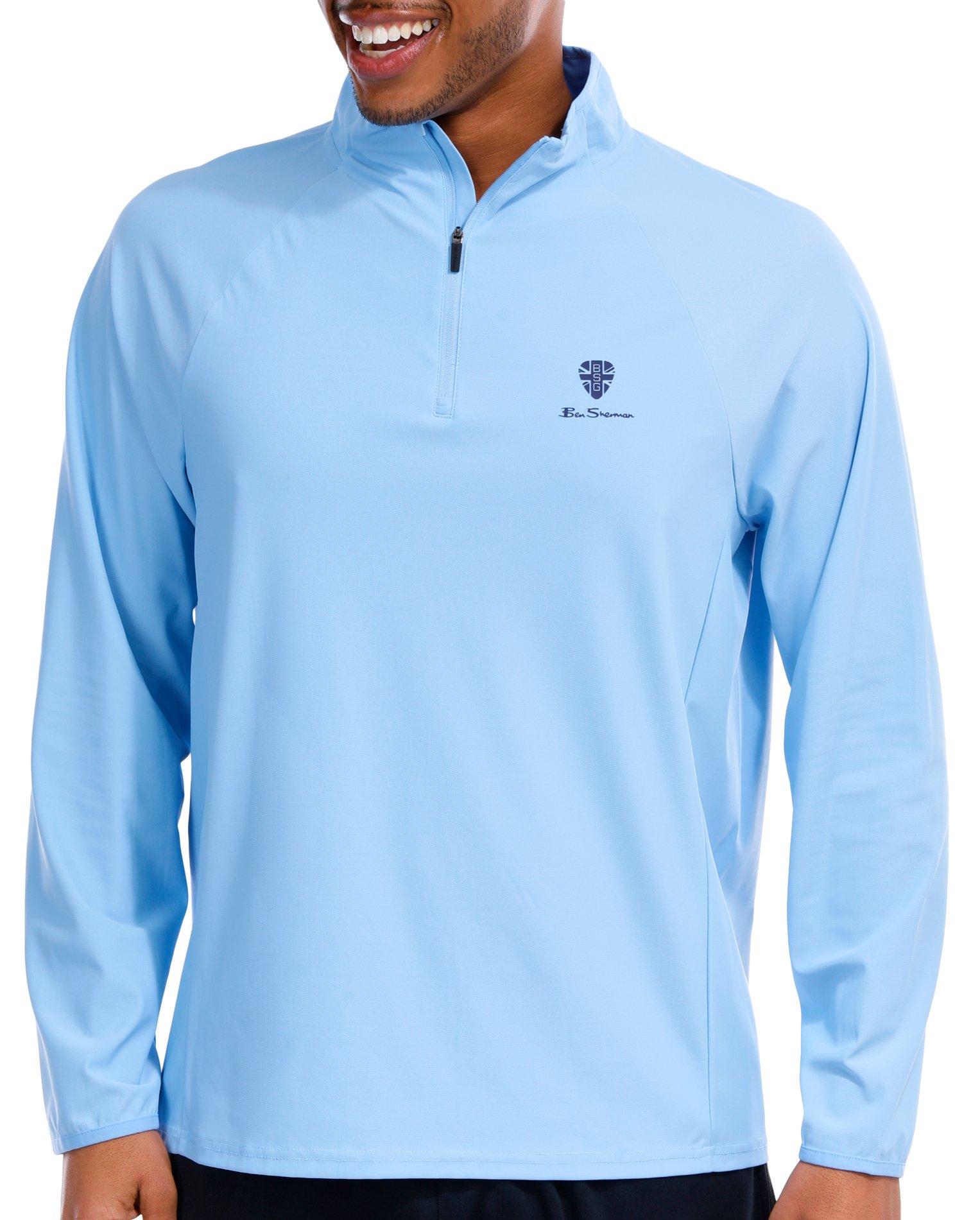 Ben Sherman Men's Solid Pique Long Sleeve Quarter Zip Top