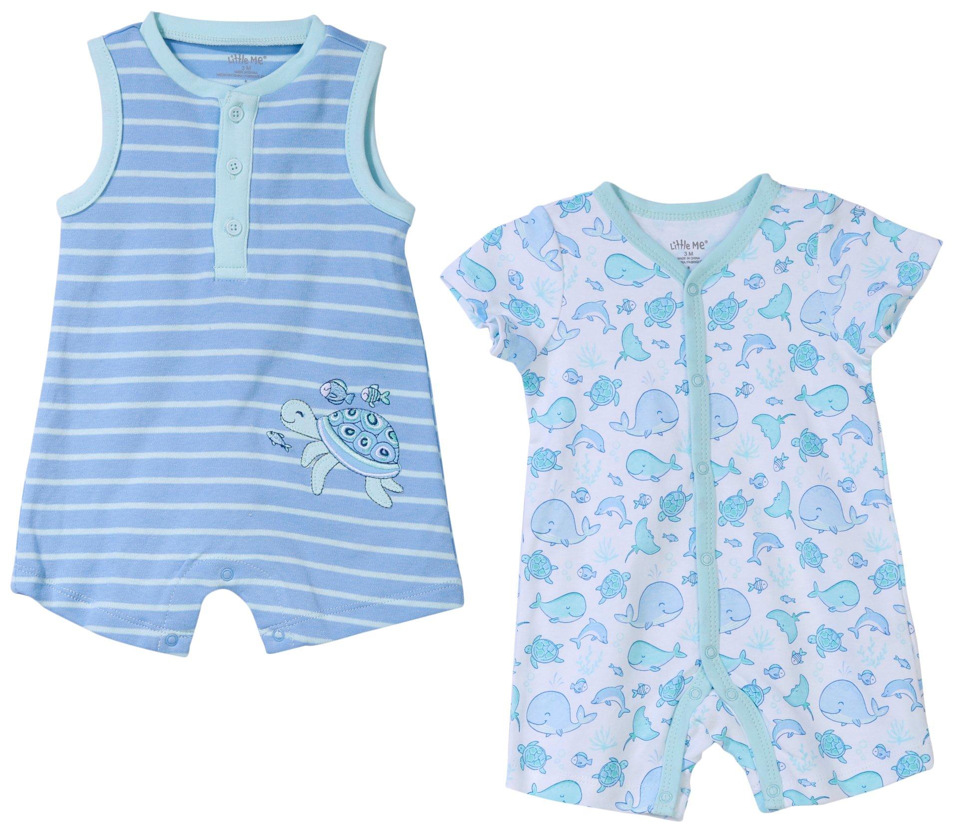 Baby Boys 2-pc. Short Sleeve Romper Set