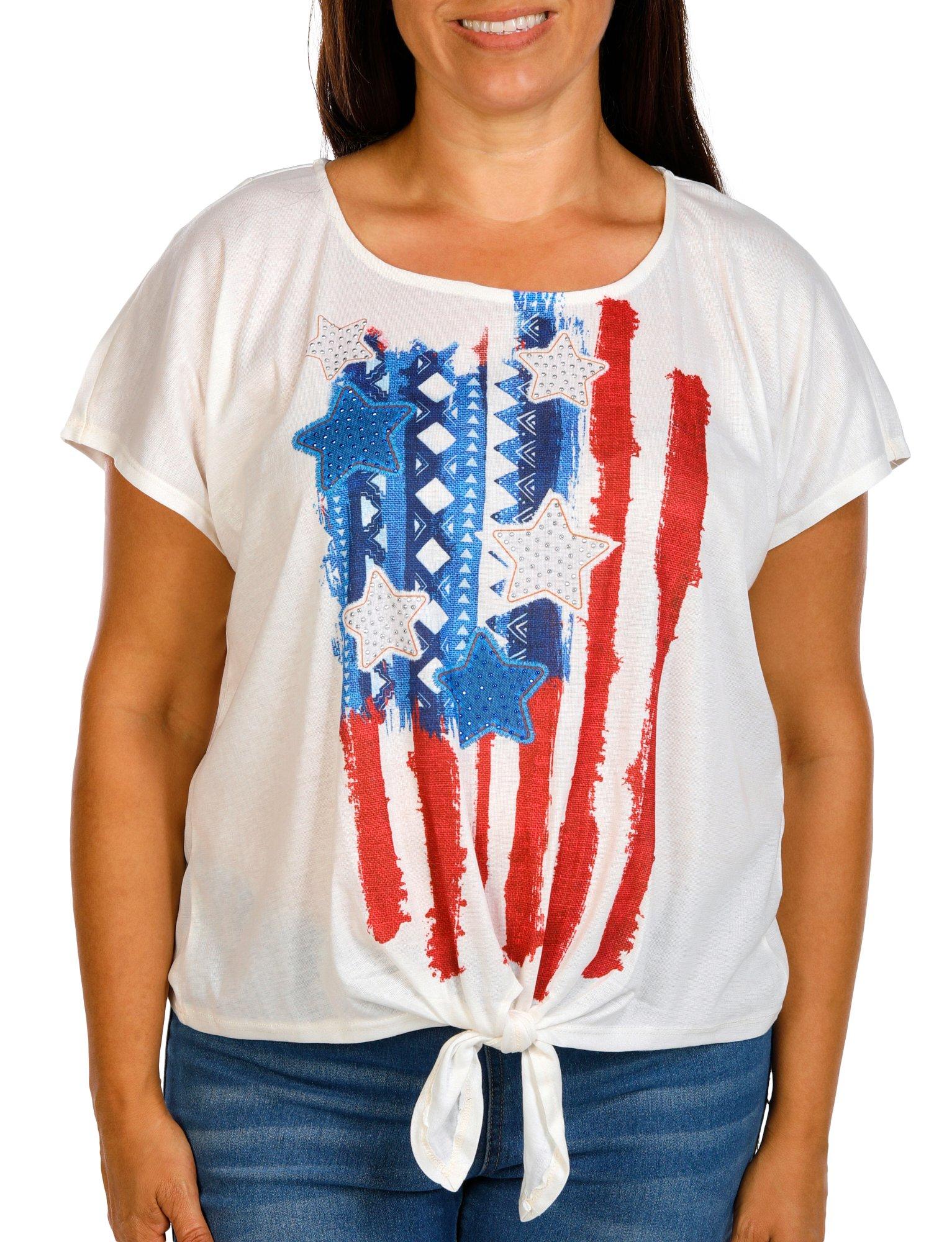 OneWorld Plus Short Sleeve Embellished Americana Top