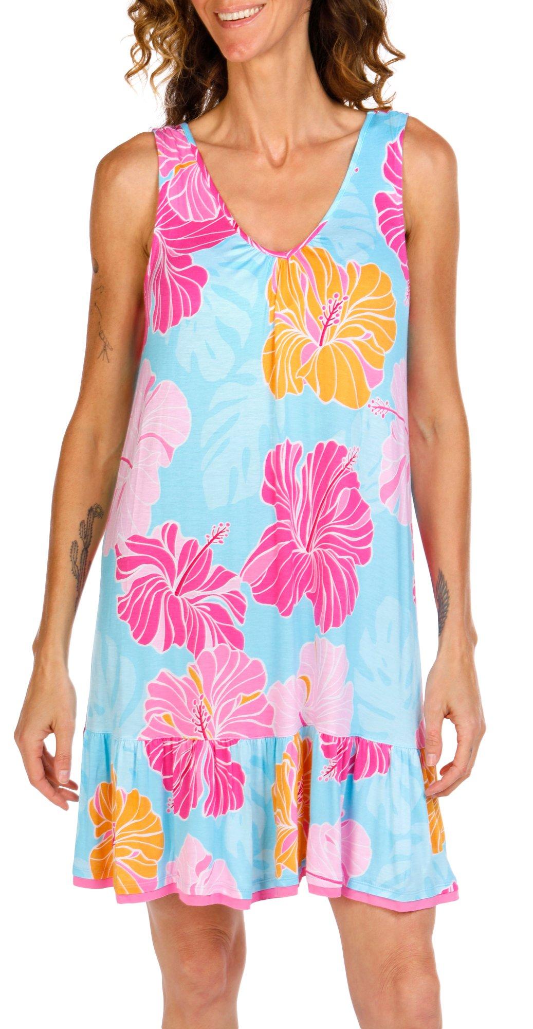 Ellen Tracy Womens Sleeveless Print Chemise Nightgown