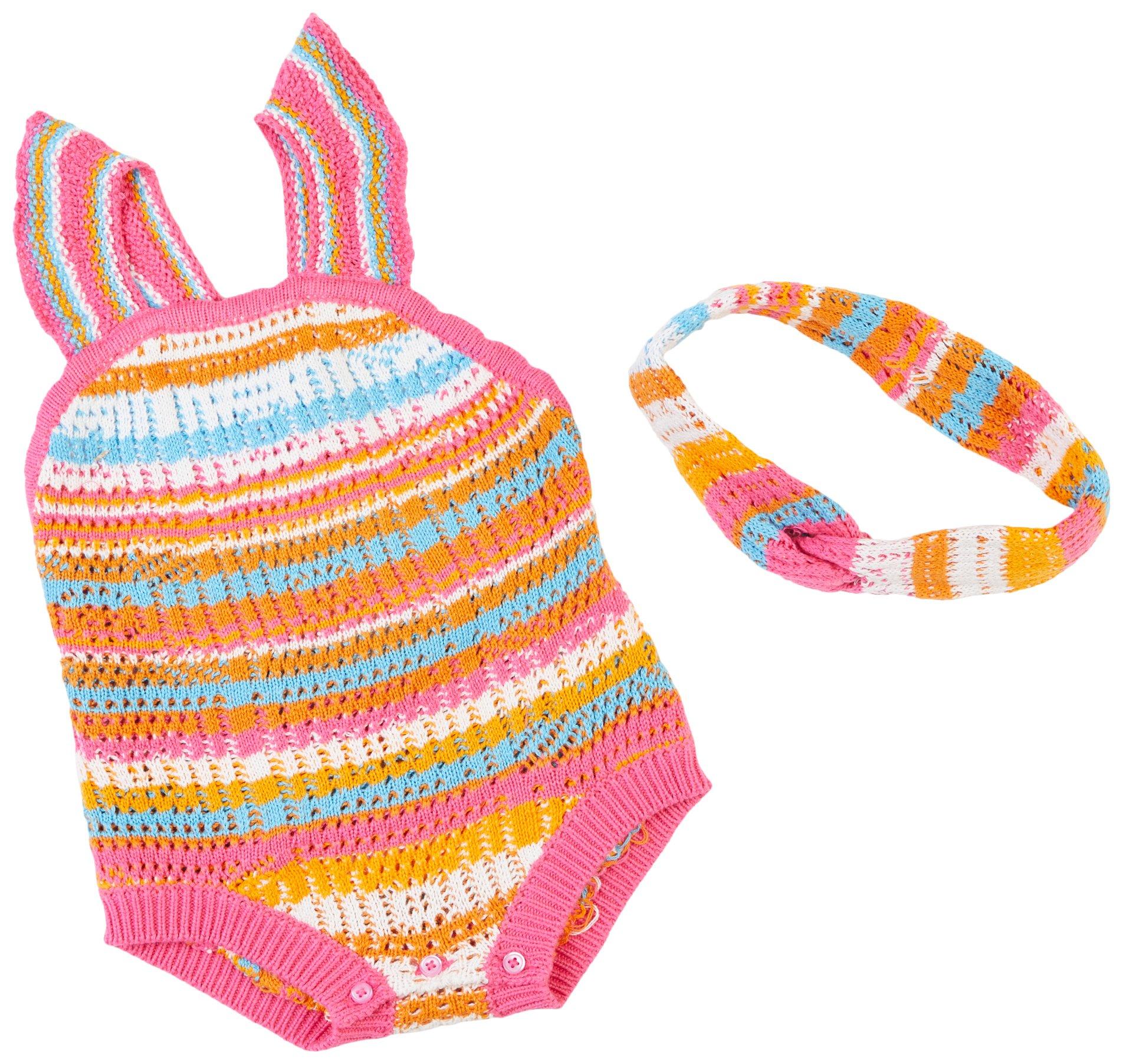 Jessica Simpson Baby Girl 2 Pc Crochet Romper Set