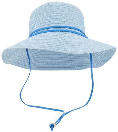 Nine West  Cotton Wide Brim Sun Hat Aqua Osfm Nine West Large Brim Floppy Sun Hat Blue Trim Natural Tone  main image 2