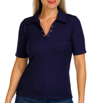 トップス rio@B&S Rio & Rian Womens Short Sleeve Ribbed Collar Top Bealls Florida