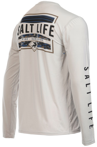 Chemise Salt Life – Homme – Bleu – 2XL – Manches Longues – Polyester Stretch