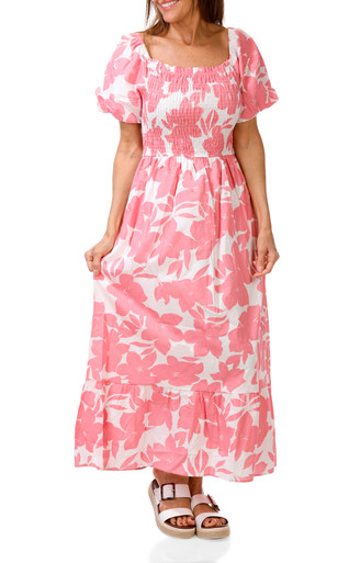 chinese dress ladies Arrabel Ruffle Trim Maxi Dress Blush Selfie Leslie