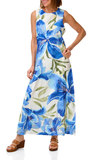 winter floral dress Cordelia in Rose Garden Light Blue Tulle With collection-romantic necklines this blue and white Size:S