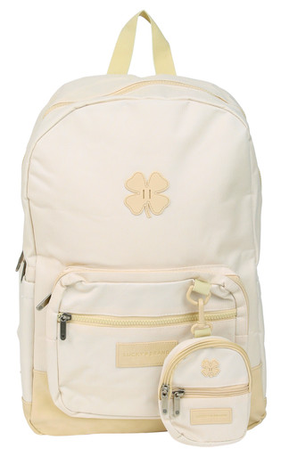 big white leather backpack Woman Lili Faux leather Adjustable shoulder straps Applique and embroidery Printed details Kitty loves to travel Buy White Mountain, Pebble Leather
