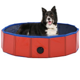 vidaXL Foldable Dog Swimming Pool PVC Animal Pet Supply Red/Blue Multi Sizes