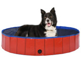 vidaXL Foldable Dog Swimming Pool PVC Animal Pet Supply Red/Blue Multi Sizes