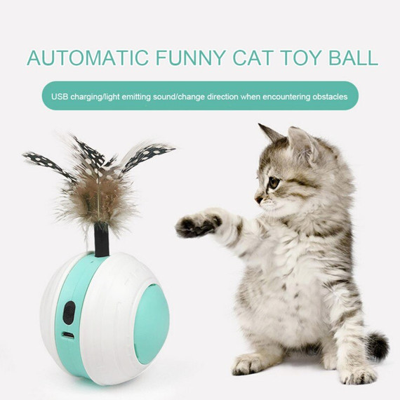 Smart Interactive Cat Toy USB Rechargeable Led Light Self Rotating Ball Pets Playing Toys Motion Activated Pet Ball