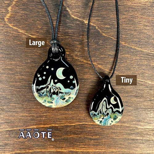 Mountain and Crescent Moon Pendant Necklace