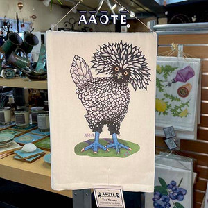 Fun prints on organic cotton, flour-sac-style tea towels (a thinner, slightly wrinkly by design, toweling). A great gift to bring some joy and color to the kitchen. Even Polish Chicken, with it's 'no mess' face, has a fun perkiness to him! Fun prints on organic cotton, flour-sac-style tea towels (a thinner, slightly wrinkly by design, toweling). A great gift to bring some joy and color to the kitchen. Even Polish Chicken, with it's 'no mess' face, has a fun perkiness to him!
