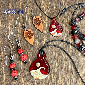 Our Lavalight Collection features a new vibrant, translucent, bright red color of TZ Glass Beaches.
Comprised of Healing Water Vibes Collection in the new TZ Glass Lavalight color in Beaches, Tiny Beaches, and Beaches Bracelet, with our Wood Diffuser Aromatherapy Earrings in the Hibiscus design, our Lava Diffuser Earrings in Cardinal, and our Shimmery Beaded Stretch Bracelet in Wintry Fog. Choose just one or go for the whole collection. They look great together! Our Lavalight Collection features a new vibrant, translucent, bright red color of TZ Glass Beaches.
Comprised of Healing Water Vibes Collection in the new TZ Glass Lavalight color in Beaches, Tiny Beaches, and Beaches Bracelet, with our Wood Diffuser Aromatherapy Earrings in the Hibiscus design, our Lava Diffuser Earrings in Cardinal, and our Shimmery Beaded Stretch Bracelet in Wintry Fog. Choose just one or go for the whole collection. They look great together!