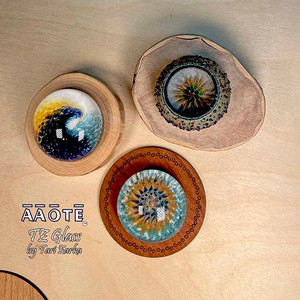 Flameworked glass art paperweights by AAOTE's founder, Tari Zarka. Totally one-of-a-kind, investment-quality glass art on a wooden trivet.
WIT-TZG-301 is a Wave design paperweight on a wooden trivet. It's approxmately 1.5" in diameter on a 1/8" thick wood trivet.
WIT-TZG-302 is a Geode design paperweight with an air trap implosion design on a wooden trivet. It's approximately 1.4" in diameter on a 1/2" tall wood base.
WIT-TZG-303 is an Air Trap implosion design on a wood trivet. It's approximately 1.5" in diameter on a 1/8" tall trivet.
There is only one of each available. The piece you see is the piece you get. Flameworked glass art paperweights by AAOTE's founder, Tari Zarka. Totally one-of-a-kind, investment-quality glass art on a wooden trivet.
WIT-TZG-301 is a Wave design paperweight on a wooden trivet. It's approxmately 1.5" in diameter on a 1/8" thick wood trivet.
WIT-TZG-302 is a Geode design paperweight with an air trap implosion design on a wooden trivet. It's approximately 1.4" in diameter on a 1/2" tall wood base.
WIT-TZG-303 is an Air Trap implosion design on a wood trivet. It's approximately 1.5" in diameter on a 1/8" tall trivet.
There is only one of each available. The piece you see is the piece you get.