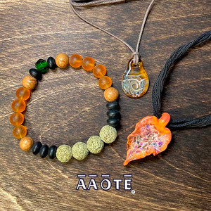 Autumn Vibes Jewelry by AAOTE featuring soft glass lampworked glass focal beads. These delicate, flowing leaf pendants are so sweet.
The Beaded necklace is 16" long with a 3" extender chain, featuring sterling silver findings. It's finished with rose quartz and jasper gemstones and glass beads.
The Leaf on silk necklace ties in the back so it can be worn long or short. The silk ribbon is about 35" long.
The Leaf pendants are approximately 1.5" long.
The two Wood Diffuser Beaded Stretch Bracelets feature a lovely, deeper autumn-tones palette. Autumn Vibes Jewelry by AAOTE featuring soft glass lampworked glass focal beads. These delicate, flowing leaf pendants are so sweet.
The Beaded necklace is 16" long with a 3" extender chain, featuring sterling silver findings. It's finished with rose quartz and jasper gemstones and glass beads.
The Leaf on silk necklace ties in the back so it can be worn long or short. The silk ribbon is about 35" long.
The Leaf pendants are approximately 1.5" long.
The two Wood Diffuser Beaded Stretch Bracelets feature a lovely, deeper autumn-tones palette.