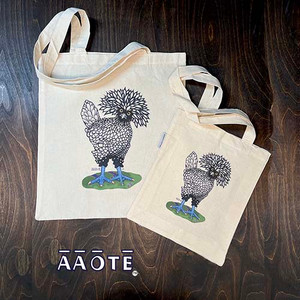 Reusable bags with artwork designed by Tari Zarka. Printed in-house at AAOTE directly onto the organic cotton bags.

The Backpacks are 17.75"H x 13.5"W. The white is limited and once sold out we'll focus on the beige bags.

The Totes are 15.75"H x 14.25"W. There is no gusset they are a narrower tote bag. 

The Small Totes are 11.5"H x 9.75"W. There is a 1.5" gusset on the bottom of the bag.

These are hand wash cold only (for best artwork retention). 

These are often custom printed to-order. Please allow 2-6 business days to print and ship your order.

Customizations as far as adding a town or family name are available. Please just reach out.