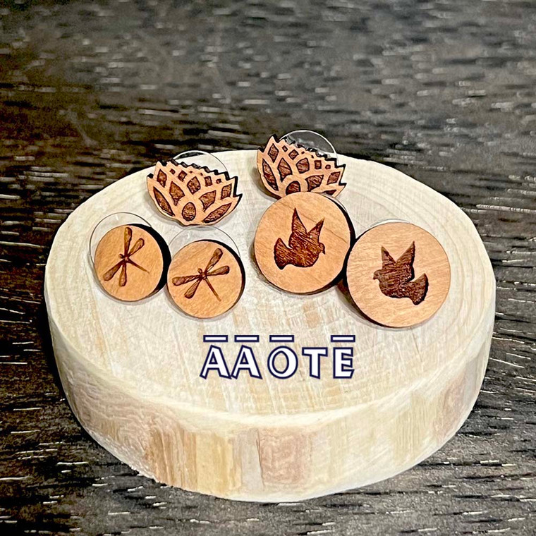 Minimalistic, functional, super-lightweight, and designed and created from sustainably grown, USA-sourced hardwoods, laser engraved at AAOTE in Bucks County, Pennsylvania, these are an awesome gift idea for someone who likes small earrings and essential oils.