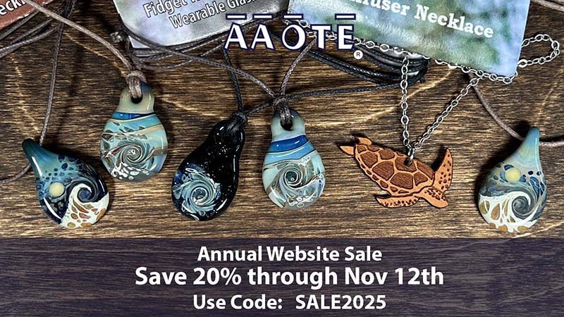 New Tiny Fidget Widget color: Sunrise!  Shown with AAOTE Aromatherapy Collections: Lava Diffuser Bracelet and Wood Diffuser Earrings with Glass Crystals