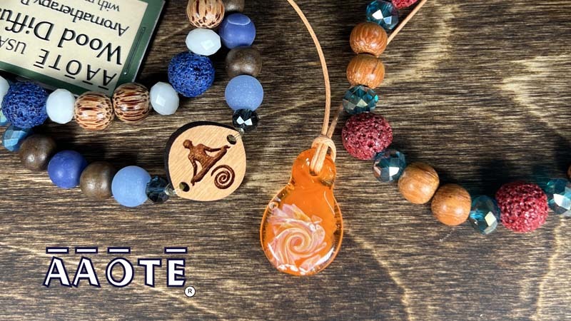 New Tiny Fidget Widget color: Sunrise!  Shown with AAOTE Aromatherapy Collections: Lava Diffuser Bracelet and Wood Diffuser Earrings with Glass Crystals