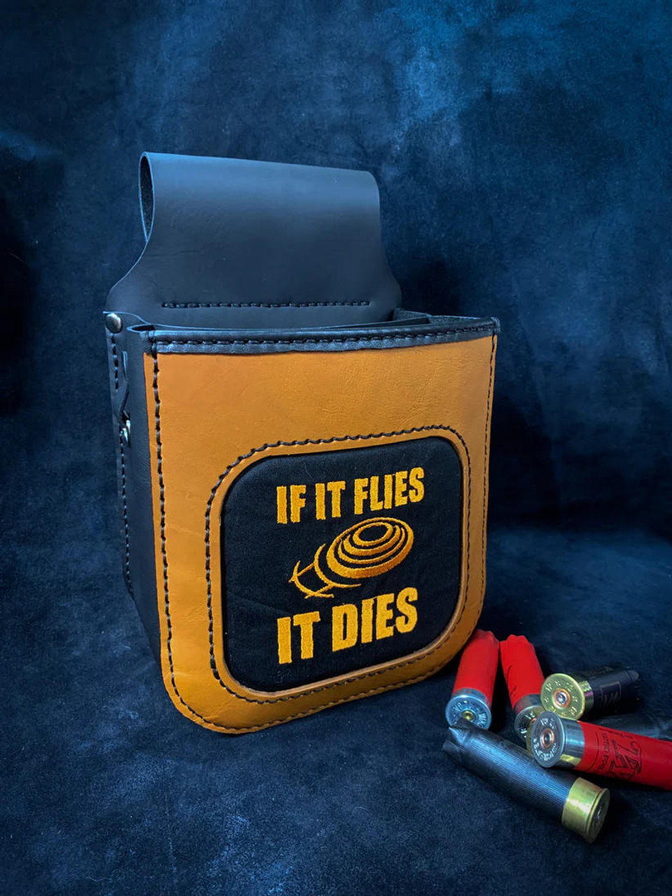 Top Shot Leather Divided Shell Pouch - Flies it Dies 
