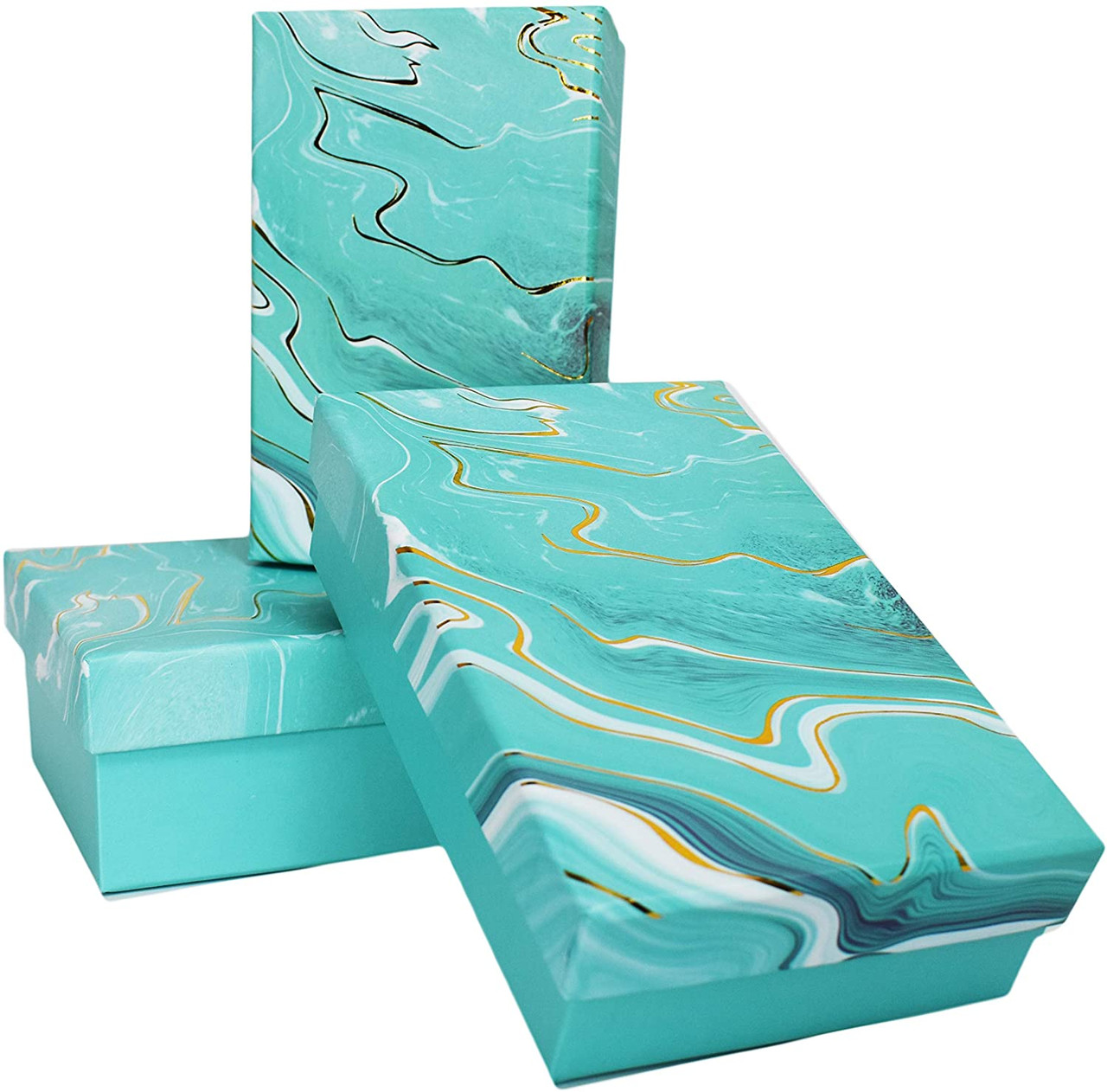 Teal ALEF Elegant Decorative Themed Nesting Gift Boxes -3 Boxes