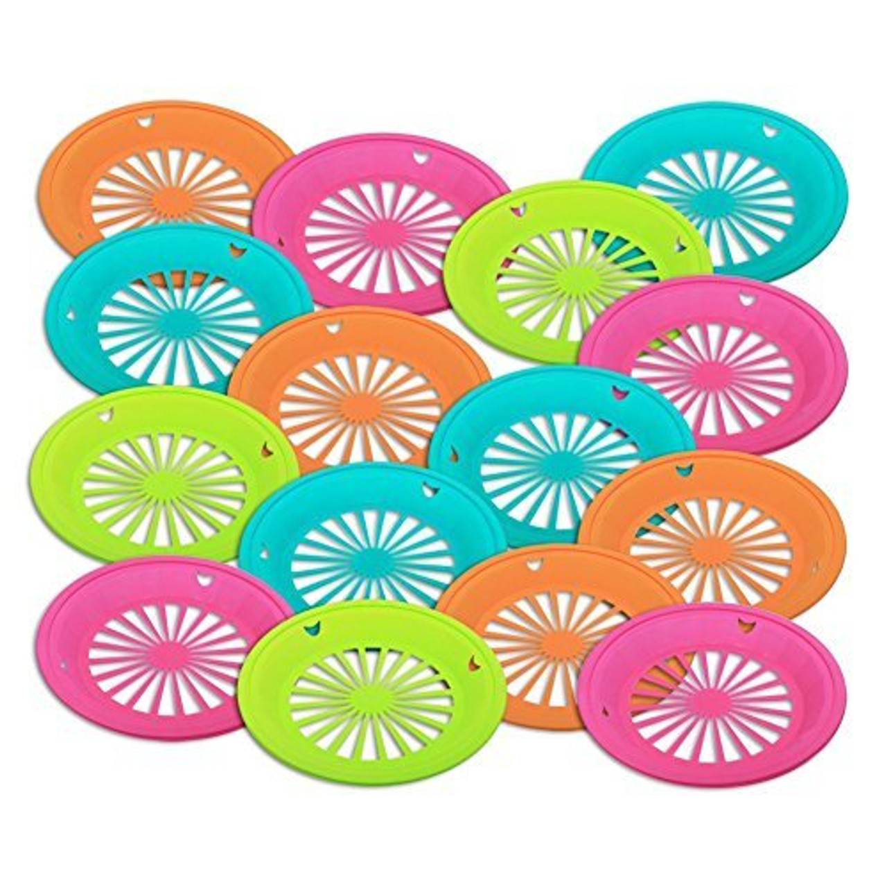 1 Dozen of Reusable Plastic Holders for 9' Paper Plates Bright Colors