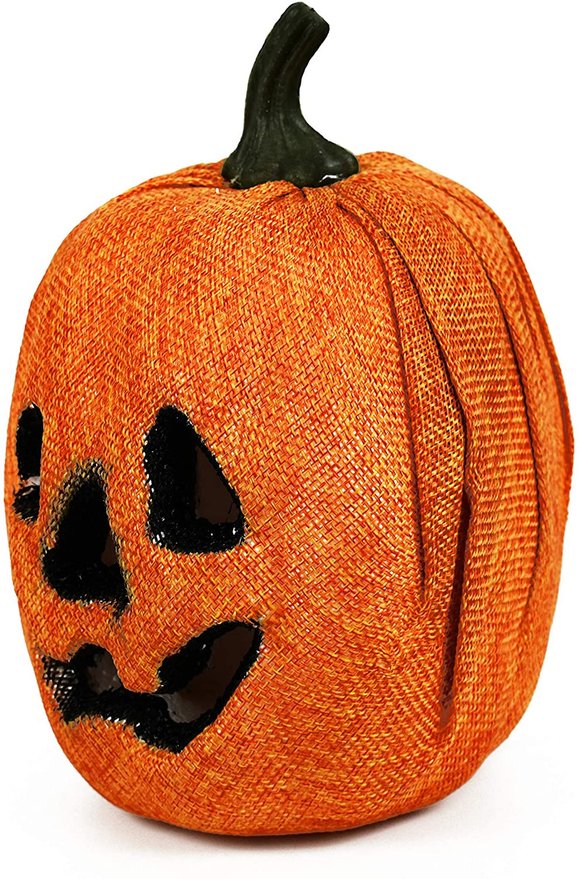 Set of Spooky Halloween Light Up Pumpkins! Flashing LED Fabric Covered Jack  O' Lantern! - DIY Tool Supply