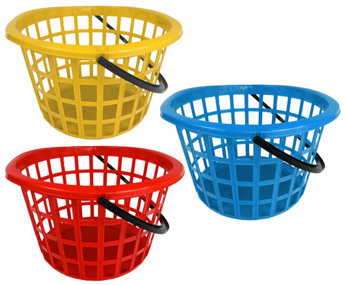 Set of Multi-Use Round Baskets with Handle - for The Beach, Gardening, Toys, The Pool, and More! (6)