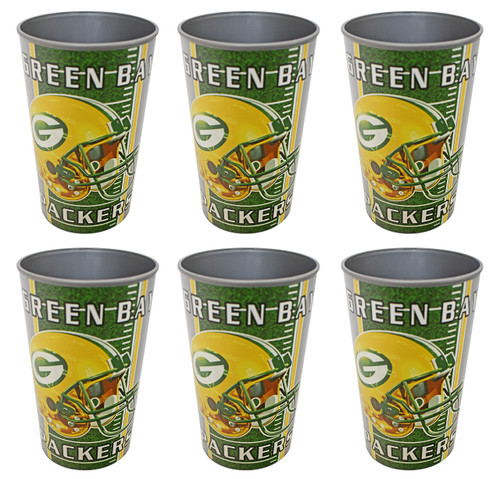 Set of 6 Football 20oz Cups - BPA Free - Dishwasher Safe - Green Bay Packers