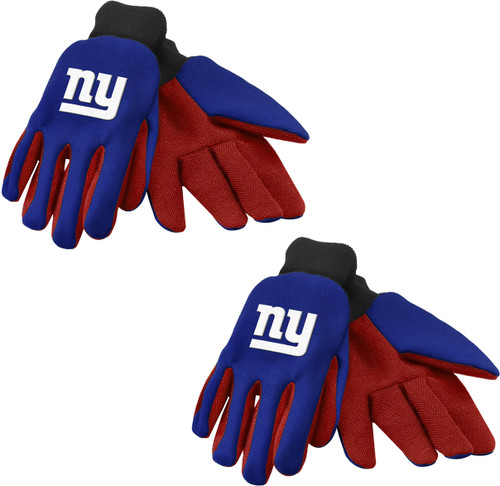 Set of 2 NFL Team New York Giants Colored Palm Utility Work Gloves - One Size Fits Most