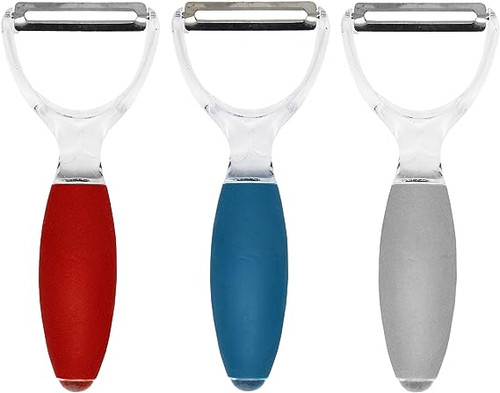 Set of Veggie/Fruit Peelers in Assorted Colors - Large Rubberized Handle for Easy Grip - Great for Apples, Potatoes, Carrots and More!
