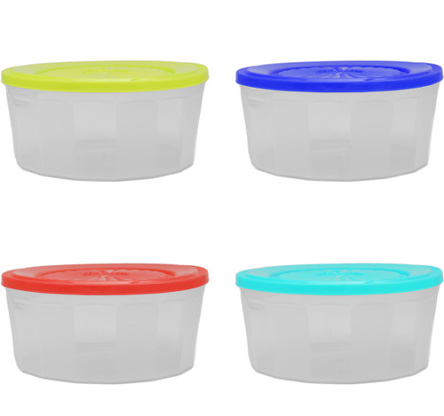 Black Duck Brand Set of Food Storage Containers in Assorted Colors - 80 oz / 10 cups - Clear Frosted Bottom - Microwave Safe