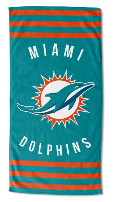 Miami Dolphins - Striped Beach Towel - Free Shipping - NFL Football