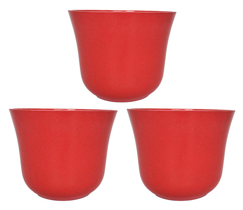 Set of 3 Red Bamboo Planters! Perfect for Easy Gardening! - Measures 5.91"X5.71"h
