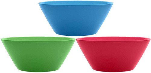 Set of Multicolored Plastic Squircle Serving Bowls - 10" Diameter Serving Bowls