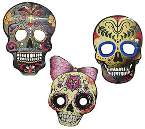Set of Sugar Skull Masks! 3 Styles! Perfect Party Favors, Halloween, and More!