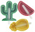 Set of Flexible Summer Popsicle Molds - Cactus, Pineapple, and Watermelon - 5"-5.5" Tall (+1.75" With Stick)