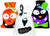 Set of Spooky Halloween Gift Bags, 8" x 5.5 Loot Bag - 3 Fun Designs W/Draw String