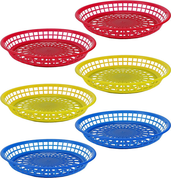 Set of BBQ Baskets in Assorted Colors - Measures 9.5" Wide X 1.5" Tall - Great for Parties and Barbeques!