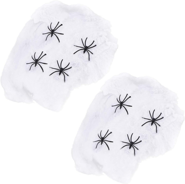 Set of Scary Spider Webbing Decoration - Each Packet of Webbing Includes 4 Spiders! - Great for Parties, Scaring Trick or Treaters, and So Much More!