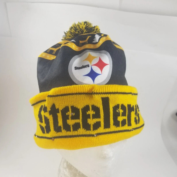 Pittsburgh Steelers NFL KNIT LED Light Up Hat Pom Beanie Cap