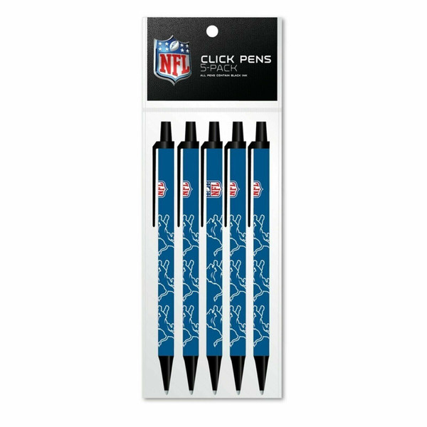 NFL Detroit Lions Disposable Black Ink Click Pens - 5-Pack